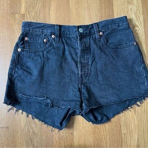 Levi’s 501 Distressed Denim Shorts - Black - Size 29